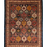 ペルシャ絨毯 カシュガイ 163x224cm トライバルラグ 黒 ブラック 手織り