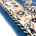 ペルシャ絨毯 ナイン ウール 玄関マット 青 (ブルー)