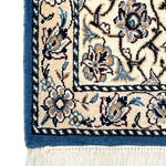 ペルシャ絨毯 ナイン ウール 玄関マット 青 (ブルー)