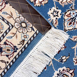 ペルシャ絨毯 ナイン ウール 玄関マット 青 (ブルー)