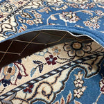 ペルシャ絨毯 ナイン ウール 玄関マット 青 (ブルー)