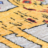 ライオンギャッベ 35x38cm ペルシャ絨毯 手織りラグ ウール 座布団