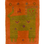 ペルシャ絨毯 ライオン ラグ ギャッベ 玄関マット 手織り