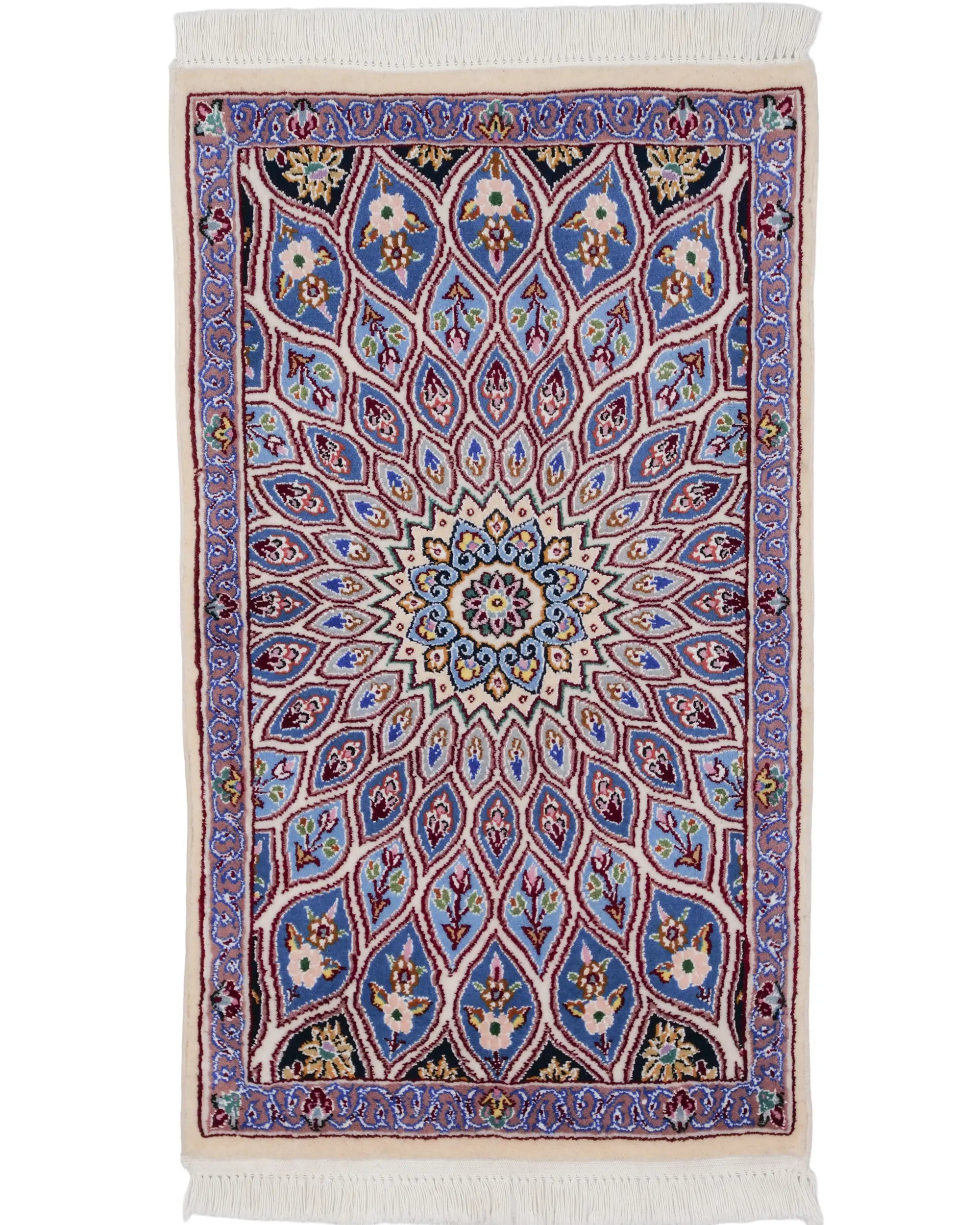 ペルシャ絨毯 ナイン産 約50cm x 85cm ゴンバッディ 玄関マット モスク 手織り ラグ