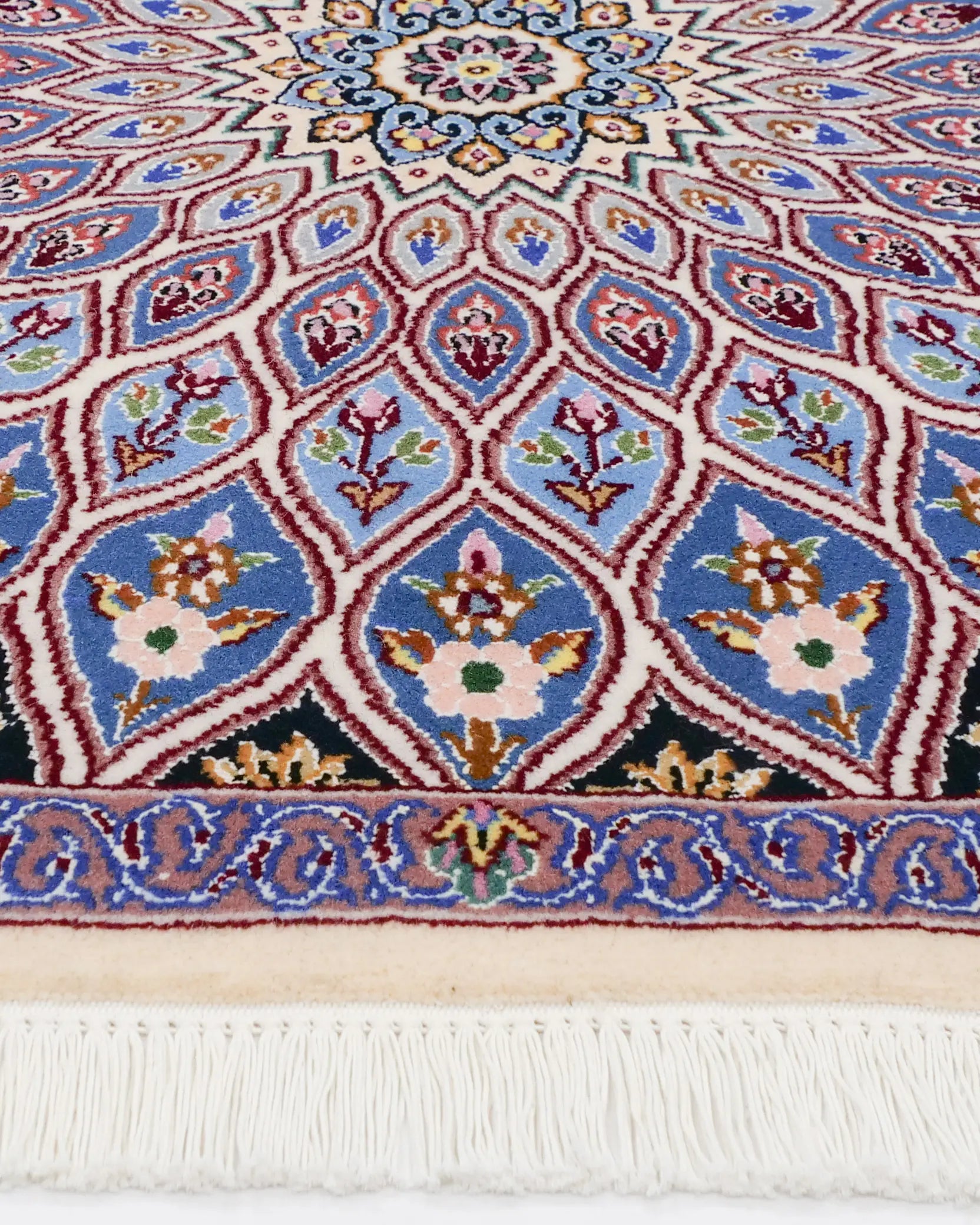 ペルシャ絨毯 ナイン産 約50cm x 85cm ゴンバッディ 玄関マット モスク 手織り ラグ