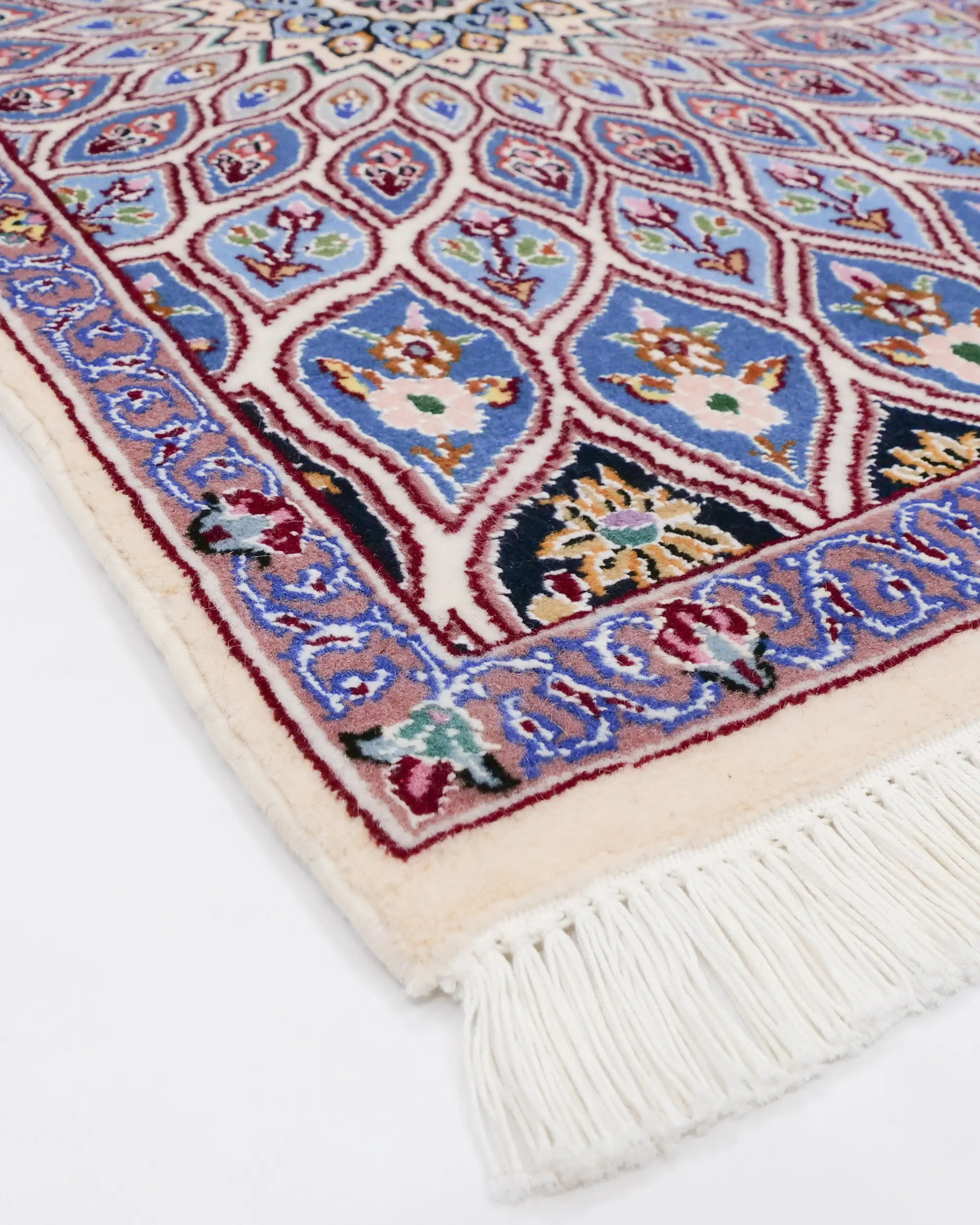 ペルシャ絨毯 ナイン産 約50cm x 85cm ゴンバッディ 玄関マット モスク 手織り ラグ