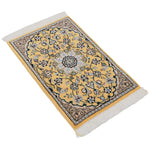 ペルシャ絨毯 ナイン産 40x60cm 玄関マット ミニ 黄色 イエロー 手織り ラグ