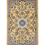 ペルシャ絨毯 ナイン産 40x60cm 玄関マット ミニ 黄色 イエロー 手織り ラグ