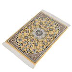 ペルシャ絨毯 ナイン産 40x60cm 玄関マット ミニ 黄色 イエロー 手織り ラグ