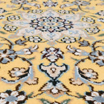 ペルシャ絨毯 ナイン産 40x60cm 玄関マット ミニ 黄色 イエロー 手織り ラグ