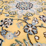 ペルシャ絨毯 ナイン産 40x60cm 玄関マット ミニ 黄色 イエロー 手織り ラグ