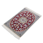 ペルシャ絨毯 ナイン産 40x60cm 玄関マット ミニ 赤色 レッド 手織り ラグ