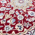 ペルシャ絨毯 ナイン産 40x60cm 玄関マット ミニ 赤色 レッド 手織り ラグ