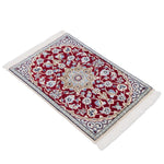 ペルシャ絨毯 ナイン産 40x60cm 玄関マット ミニ 赤色 レッド 手織り ラグ