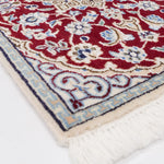ペルシャ絨毯 ナイン産 40x60cm 玄関マット ミニ 赤色 レッド 手織り ラグ