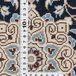 手織り ペルシャ絨毯 ナイン産 ウール&シルク 40x60cm 玄関マット 青 ブルー ラグ