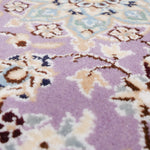 ペルシャ絨毯 ナイン産 ウール&シルク 手織り 紫 ミニサイズ ラグ 玄関マット