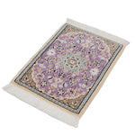 ペルシャ絨毯 ナイン産 ウール&シルク 手織り 紫 ミニサイズ ラグ 玄関マット