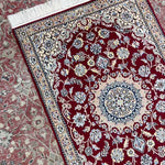 ペルシャ絨毯 ナイン ウール 玄関マット 赤 (レッド)