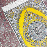 ペルシャ絨毯 ナイン ウール 玄関マット 黄色 (イエロー)