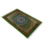 ペルシャ絨毯 クム シルク 玄関マット 黄緑 グリーン