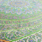 ペルシャ絨毯 クム シルク 玄関マット 黄緑 グリーン