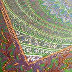 ペルシャ絨毯 クム シルク 玄関マット 黄緑 グリーン