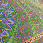 ペルシャ絨毯 クム シルク 玄関マット 黄緑 グリーン