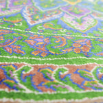 ペルシャ絨毯 クム シルク 玄関マット 黄緑 グリーン