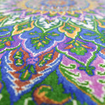 ペルシャ絨毯 クム シルク 玄関マット 黄緑 グリーン