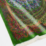 ペルシャ絨毯 クム シルク 玄関マット 黄緑 グリーン