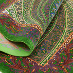 ペルシャ絨毯 クム シルク 玄関マット 黄緑 グリーン