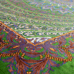 ペルシャ絨毯 クム シルク 玄関マット 黄緑 グリーン