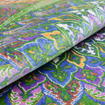 ペルシャ絨毯 クム シルク 玄関マット 黄緑 グリーン