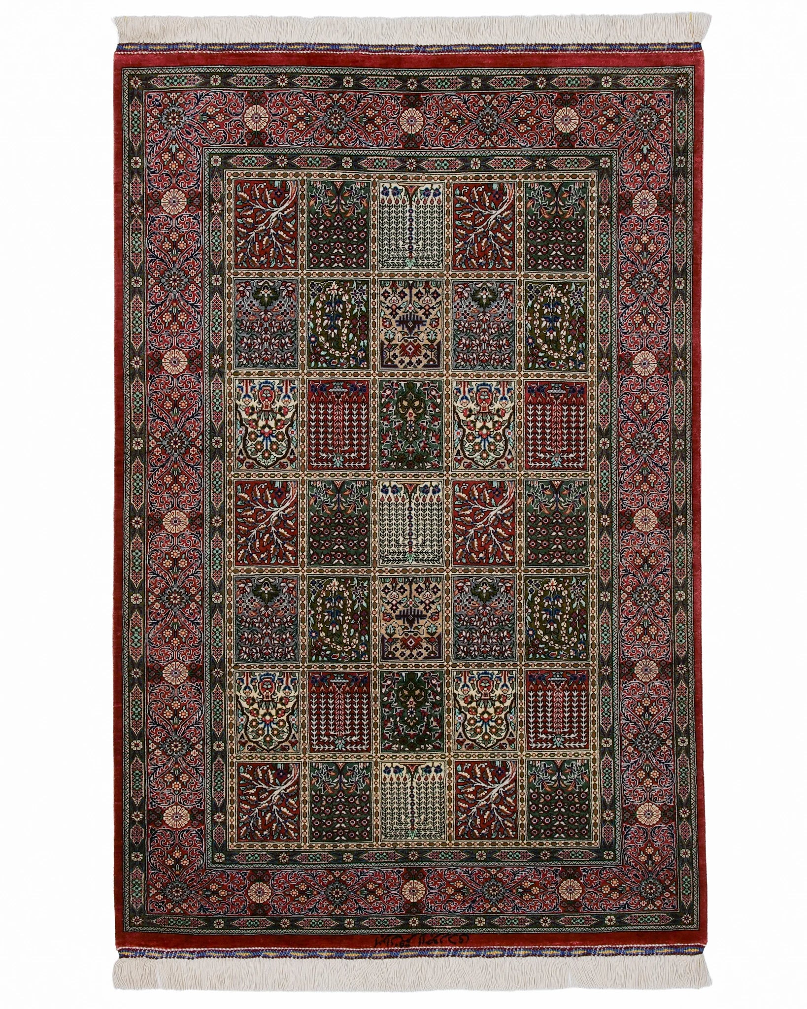 ペルシャ絨毯 クム産 ラジェバード工房 シルク 約80cm x 120cm ペルシャ絨毯 クム産 ラジェバード工房 シルク 約80cm x 120cm