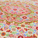 ペルシャ絨毯 クム産 ウール 手織り ピンク ベージュ 玄関マット ラグ マヒ柄