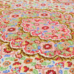 ペルシャ絨毯 クム産 ウール 手織り ピンク ベージュ 玄関マット ラグ マヒ柄