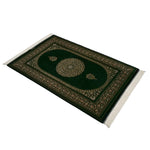 ペルシャ絨毯 マスミ工房 クム産 シルク 80x122cm 緑 グリーン 玄関マット 手織り ラグ