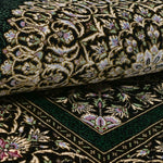 ペルシャ絨毯 マスミ工房 クム産 シルク 80x122cm 緑 グリーン 玄関マット 手織り ラグ