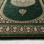 ペルシャ絨毯 マスミ工房 クム産 シルク 80x122cm 緑 グリーン 玄関マット 手織り ラグ