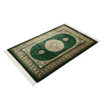 ペルシャ絨毯 マスミ工房 クム産 シルク 80x122cm 緑 グリーン 玄関マット 手織り ラグ