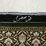 ペルシャ絨毯 マスミ工房 クム産 シルク 80x122cm 緑 グリーン 玄関マット 手織り ラグ