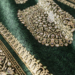 ペルシャ絨毯 マスミ工房 クム産 シルク 80x122cm 緑 グリーン 玄関マット 手織り ラグ