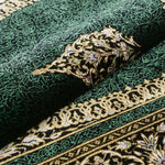 ペルシャ絨毯 マスミ工房 クム産 シルク 80x122cm 緑 グリーン 玄関マット 手織り ラグ