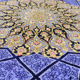 ペルシャ絨毯 クム産 ムサビ工房 シルク 130x200cm 星形メダリオン 唐草模様 手織り 高級ラグ