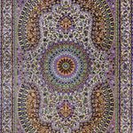 小花と唐草で彩られたクム産シルクペルシャ絨毯 アリプール工房作品