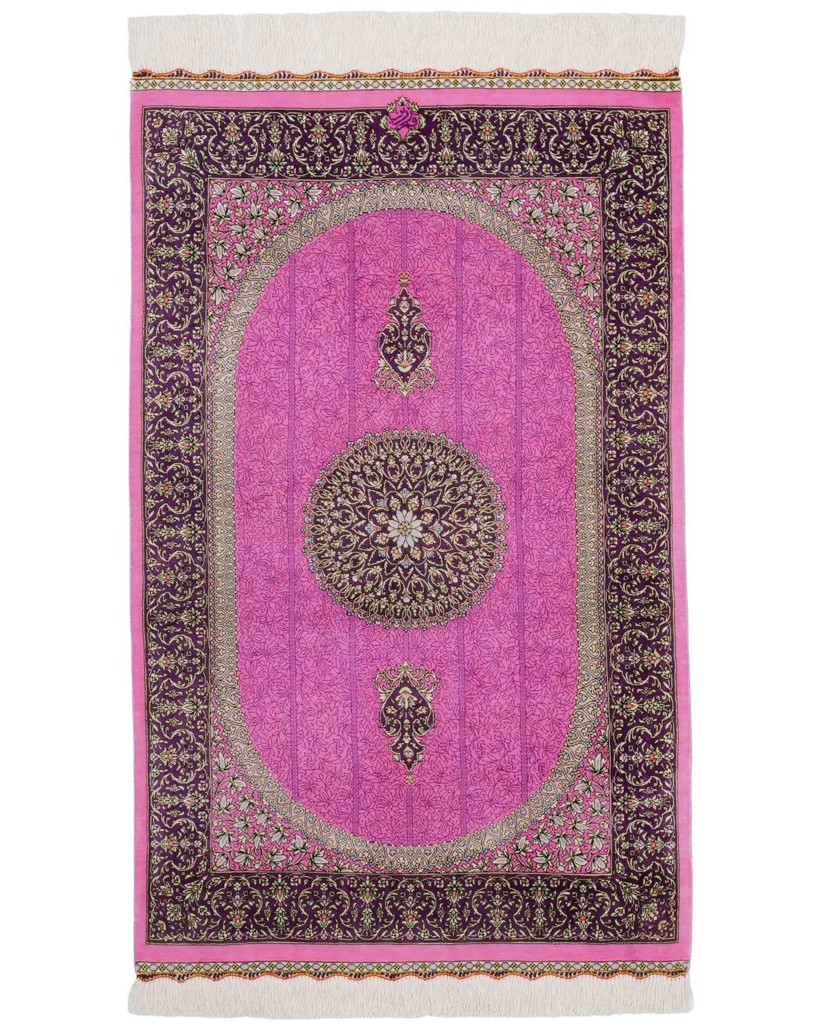 ペルシャ絨毯 クム産 ザリン工房 シルク 約63cm x 100cm|SATHI RUGS ペルシャ絨毯 クム産 ザリン工房 シルク 約63cm x 100cm|SATHI RUGS