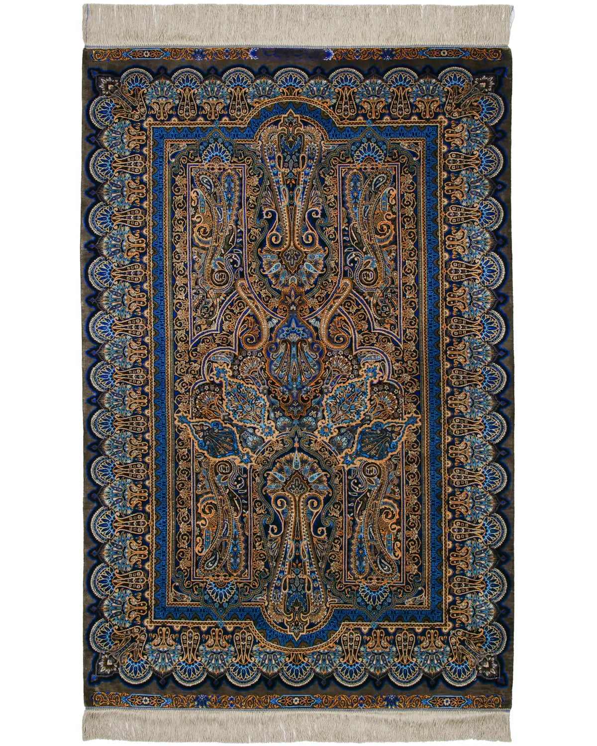 ペルシャ絨毯 クム産 ケラマティアン工房 シルク 約102cm x 157cm