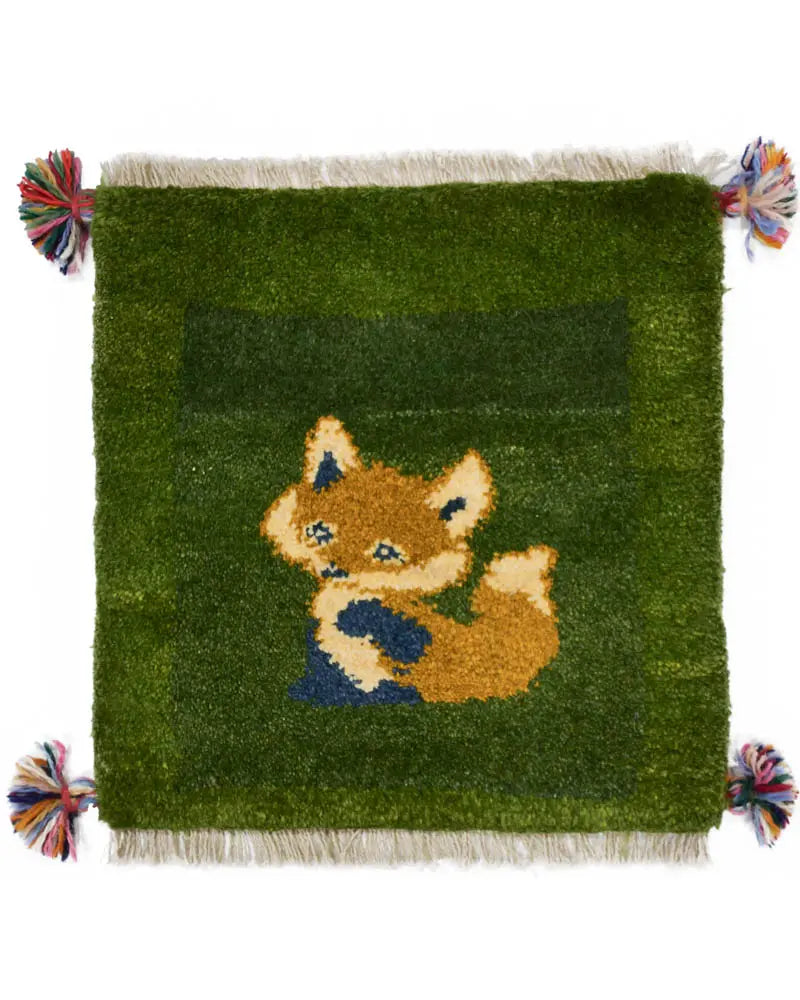 ペルシャ絨毯 ギャッベ 座布団 狐 39x39cm グリーン – SATHI RUGS