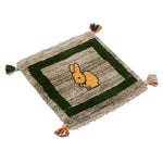ペルシャ絨毯 ギャッベ 40x40cm 座布団 うさぎ 手織りラグ